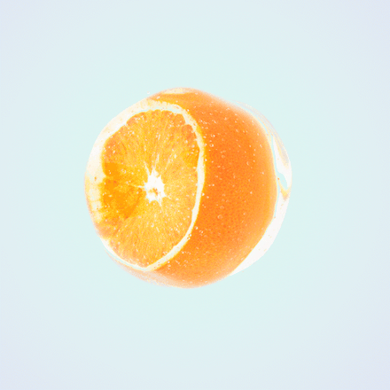 An orange turning, from the flavor studies
