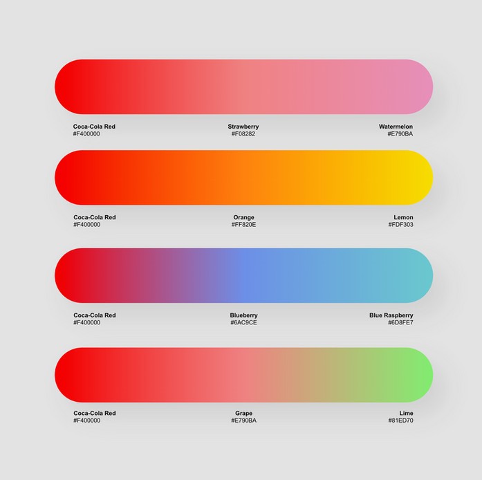 The flavor palette, each blend named and specified