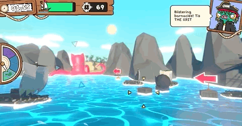 The Cooltopia videogame, a pirate battle played with real cannons