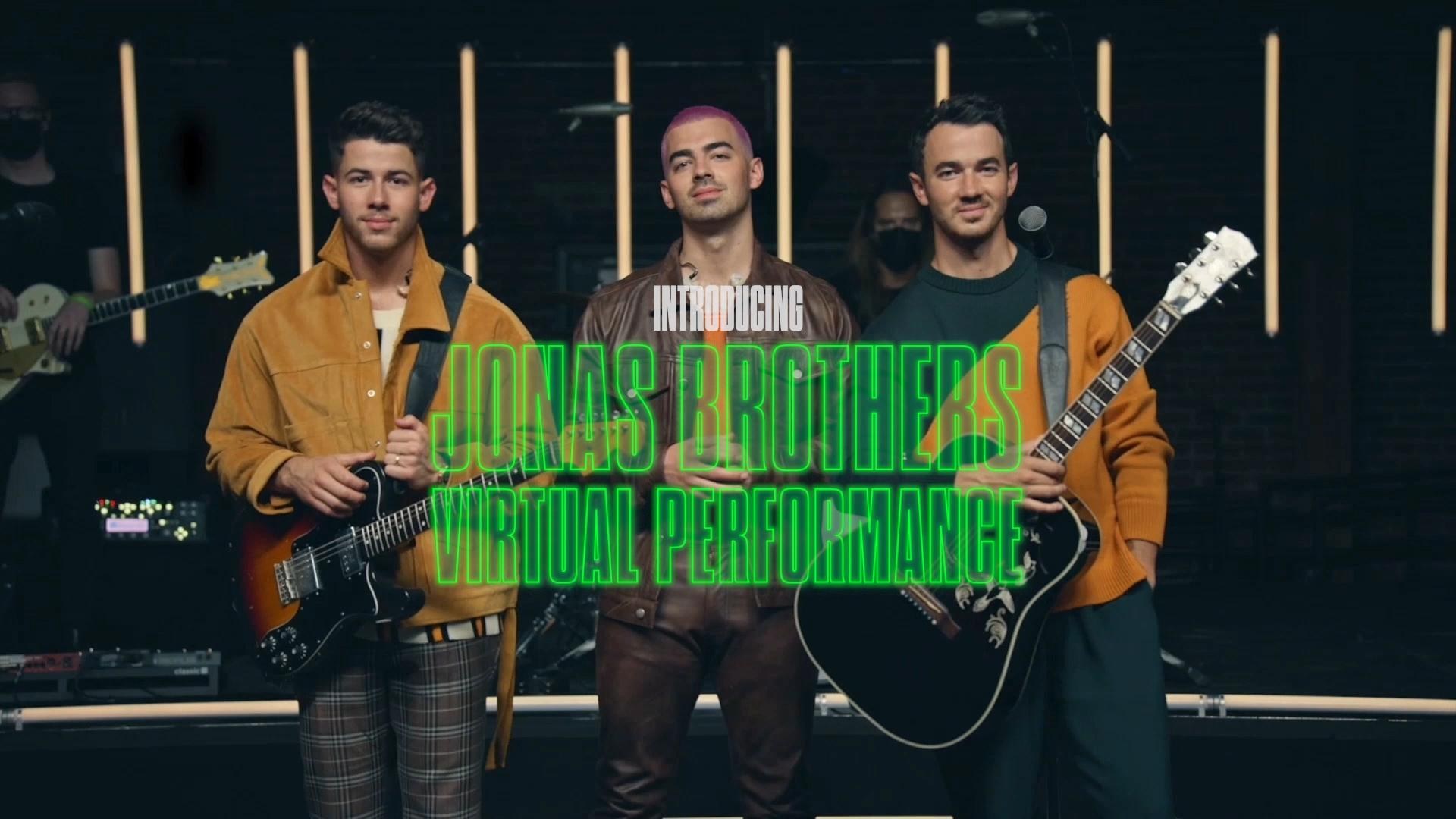 The Jonas Brothers opening the virtual performance