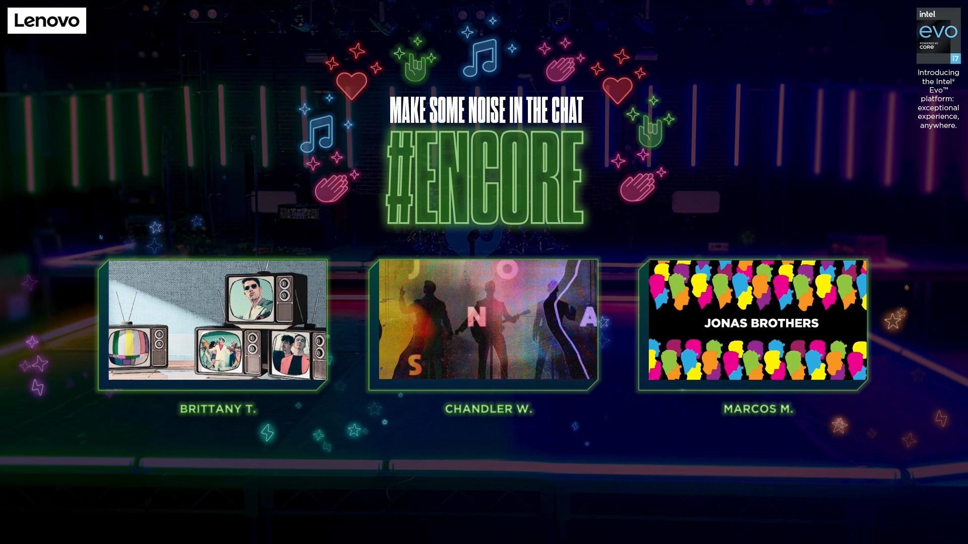 The Encore wall calling for noise in the chat