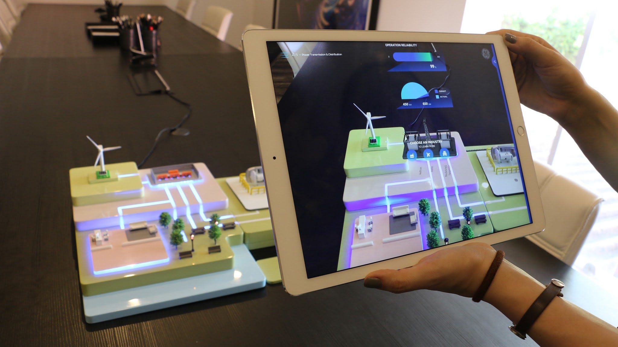 Exploring the model through the tablet's AR view