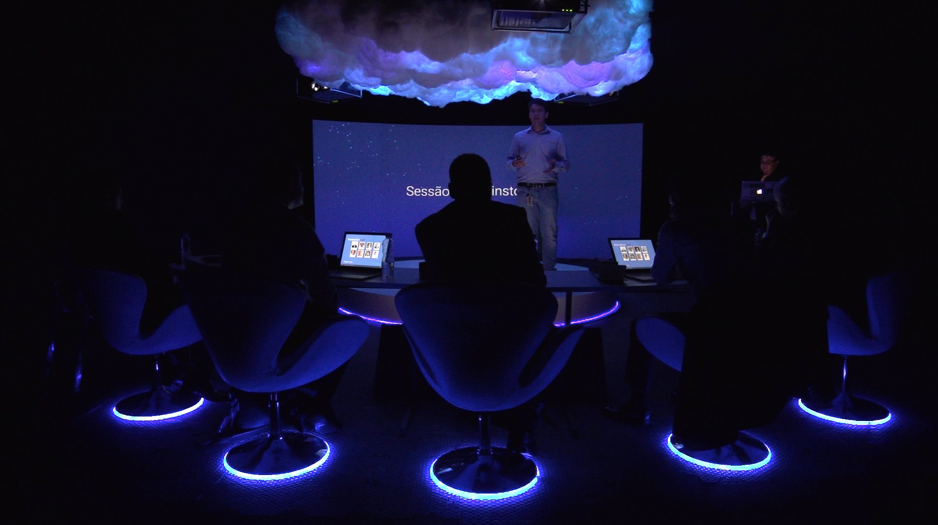The Lab's presentation space beneath its cloud ceiling