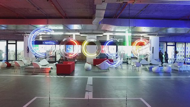 The obstacle course in Google colors, waiting for its next run