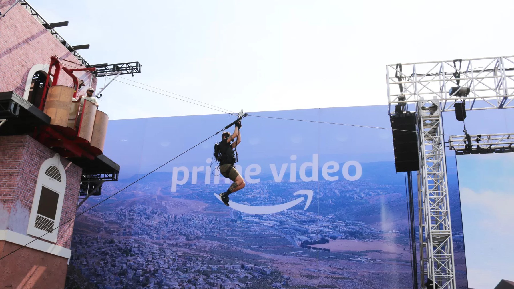 Crossing the zipline over the Prime Video wall