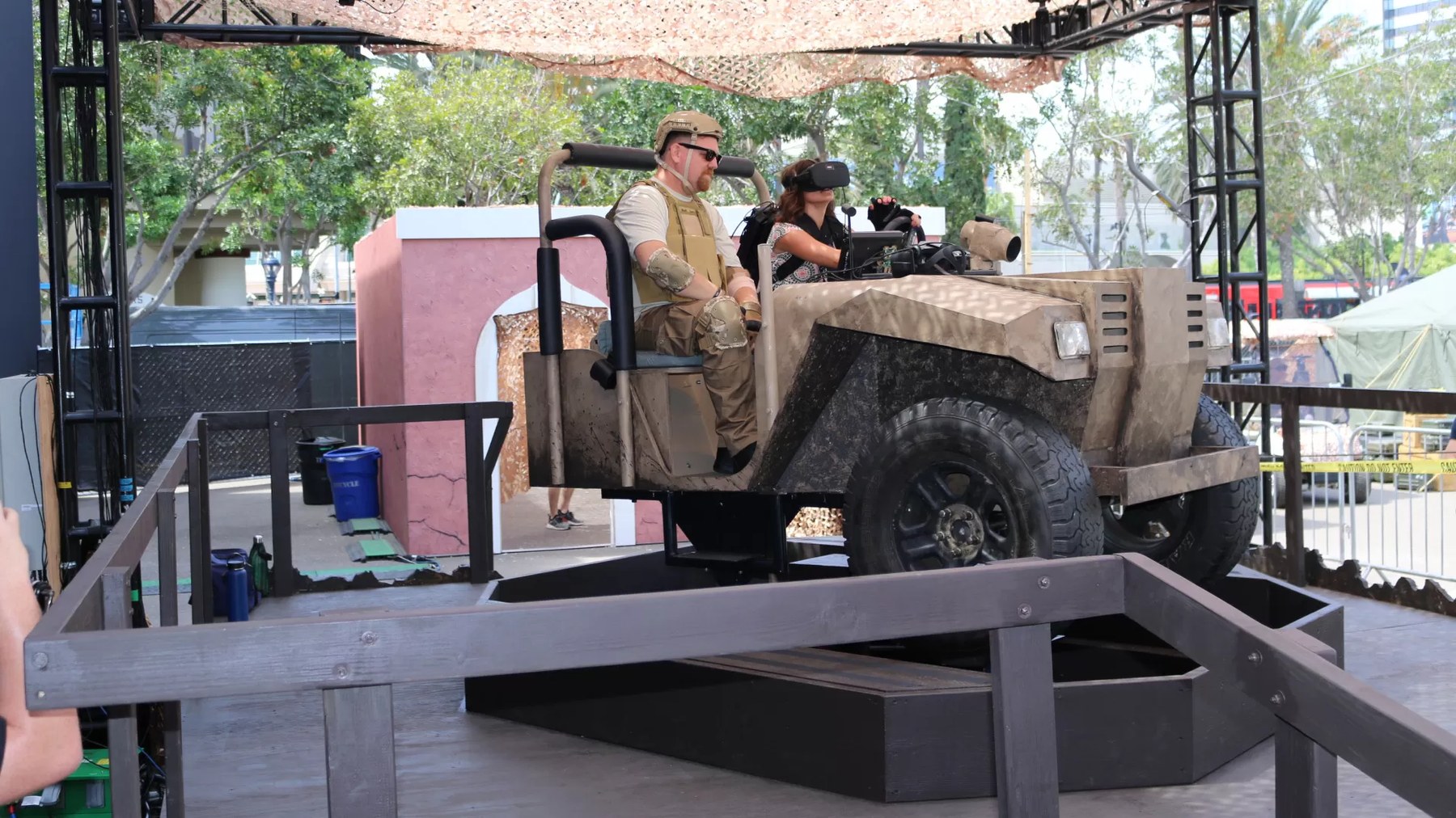 Riding the VR jeep with a soldier at your side
