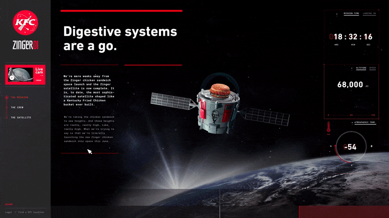 Mission control on kfcin.space — ‘digestive systems are a go’