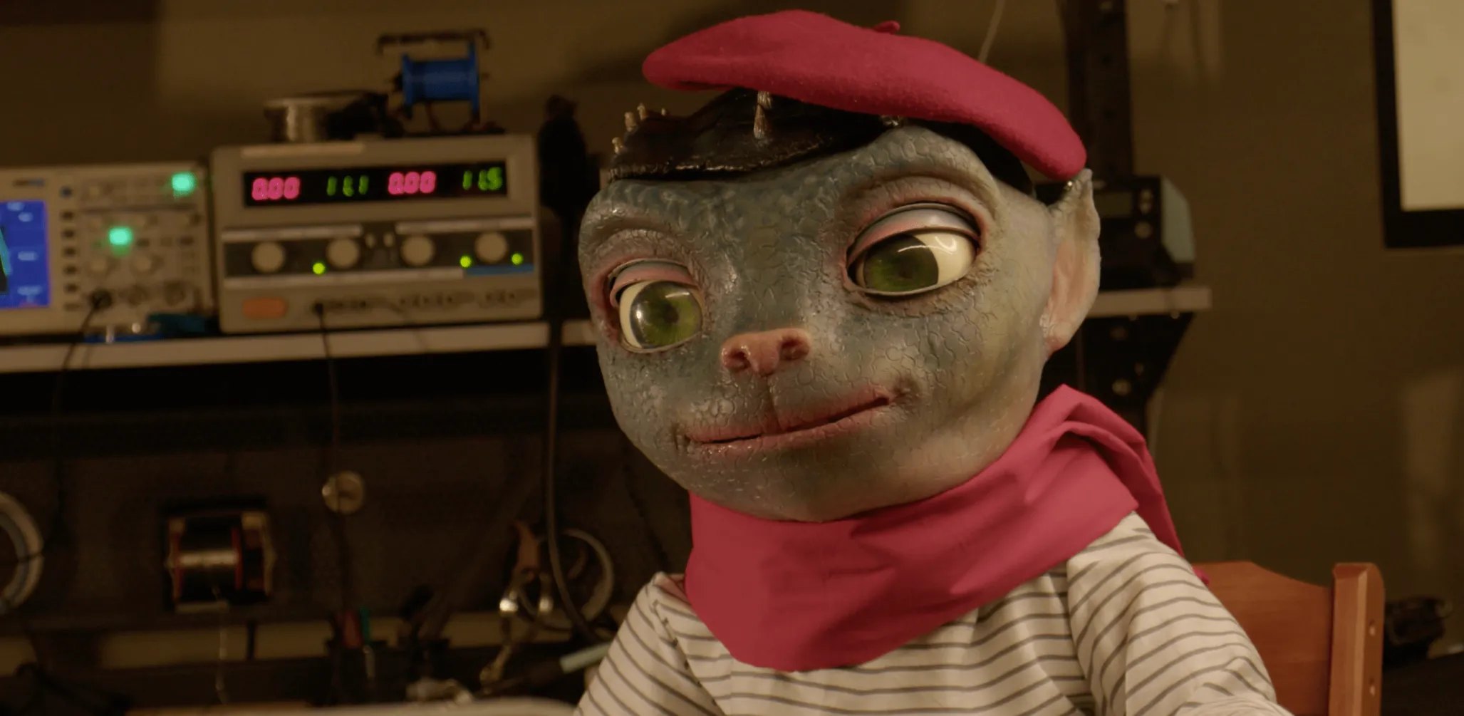 Sir Martian at his drawing desk, beret and all