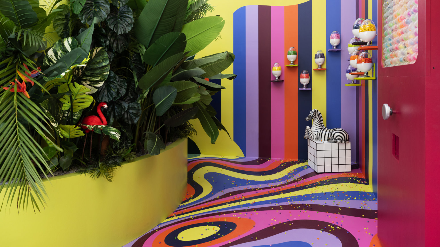 Mojo Supermarket's jungle crashing into a candy world